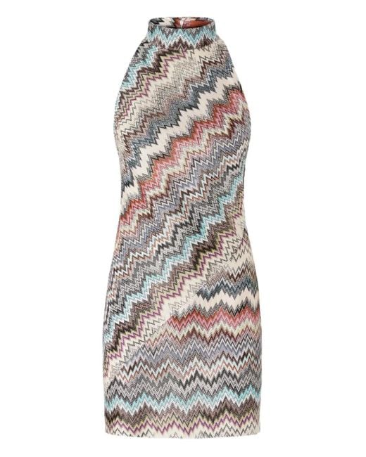 Missoni White Zigzag Halterneck Mini Dress