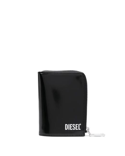 DIESEL Black Logo Zipped Wallet for men