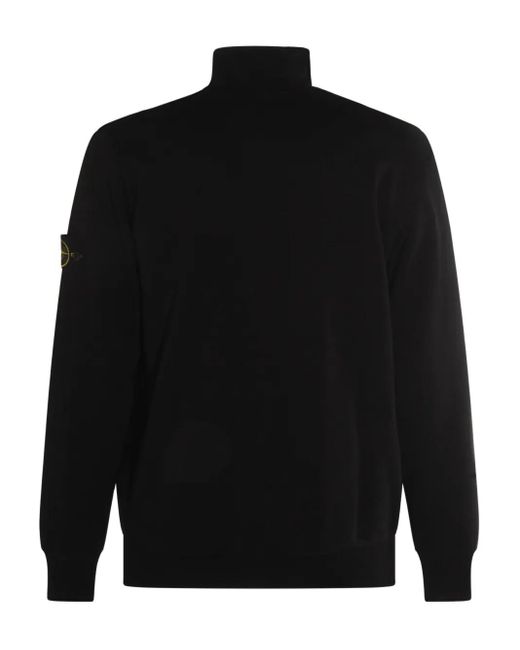 Stone Island Black Turtleneck Zip-Up Sweatshirt for men