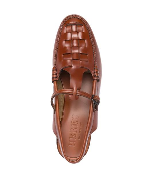 Hereu Brown Roqueta Leather Slippers