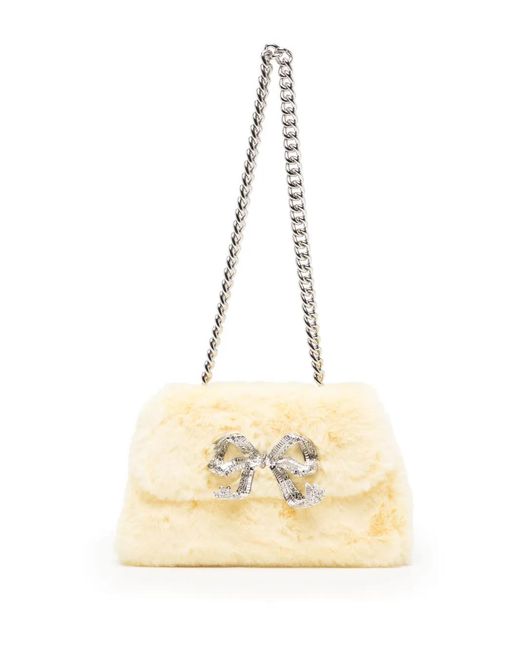 Self-Portrait Natural Fluffy Bow Shoulder Bag