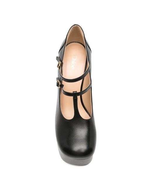 Chloé Black Leather Platform Pumps
