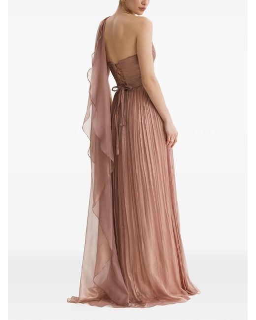 Framboise Pink Neem One-Shoulder Pleated Maxi Dress