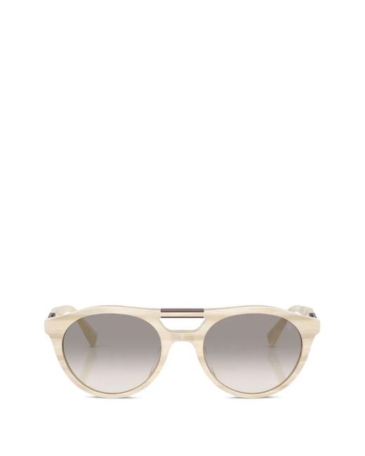 Brunello Cucinelli White Round-Frame Sunglasses