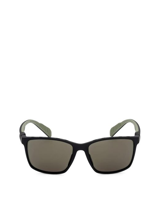 Adidas Gray Logo-Print Square-Frame Sunglasses for men