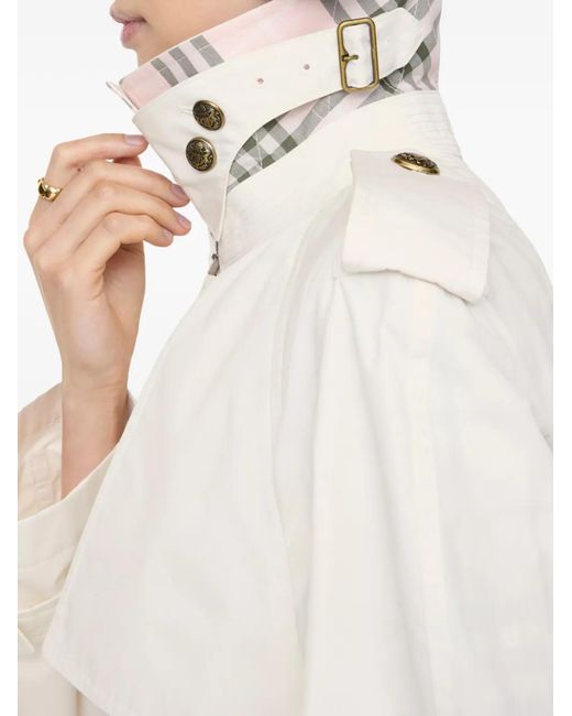 Burberry White Mid-Length Lightweight Cotton Belgravia Trench Coat