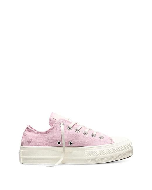 Converse Pink Baskets Chuck Taylor All Star Lift À Plateforme Et Ornements De Perles