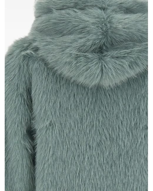 Kaos Green Hooded Faux-Fur Jacket