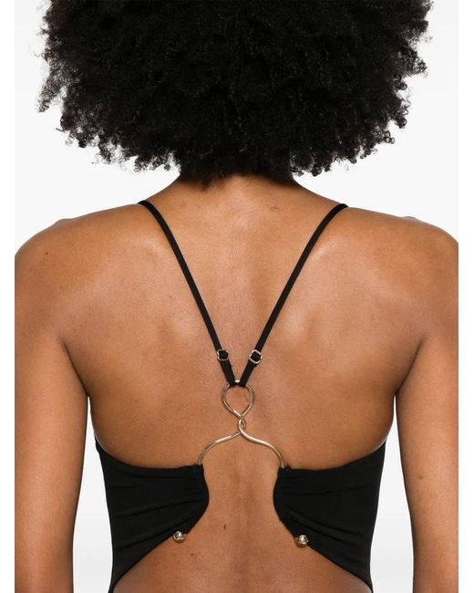Nissa Black Hardware-Detailed Midi Dress