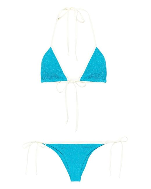 Mc2 Saint Barth Blue Bikini mit gerafftem Effekt