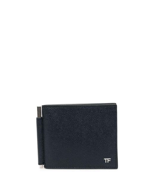 Tom Ford Blue Logo-print Leather Wallet for men