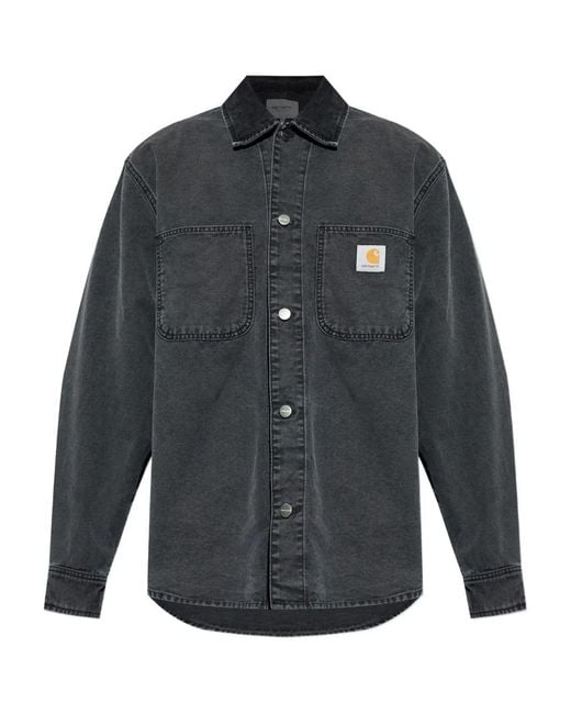 Carhartt Gray Logo-Patch Pocket Shirt for men
