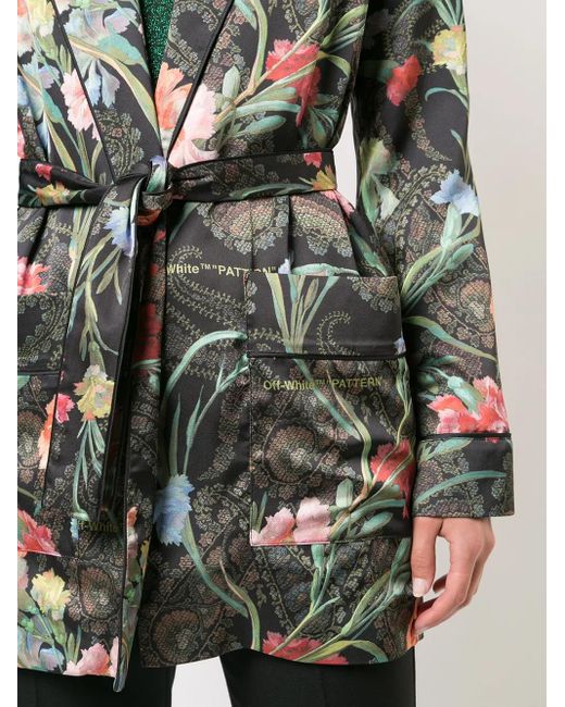 Off-White c/o Virgil Abloh Gray Floral Belted Jacket