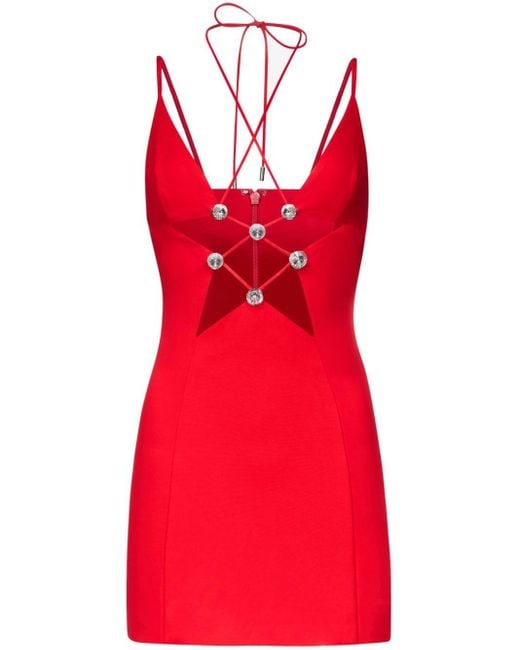 Area Red Cut Out-detail Sleeveless Minidress