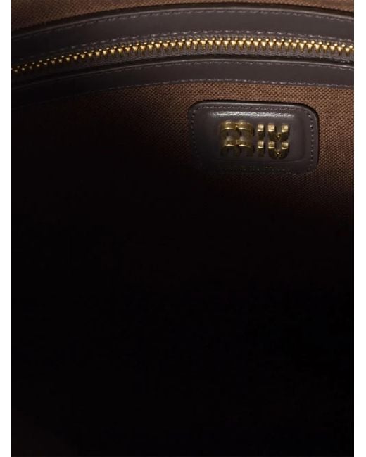 Miu Miu Brown Ivy Corduroy-Logo Shoulder Bag