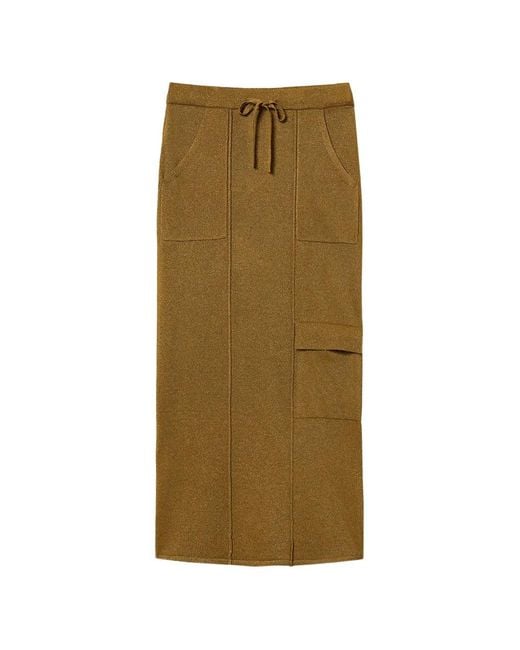 Twinset Green Knit Midi Skirt With Lurex
