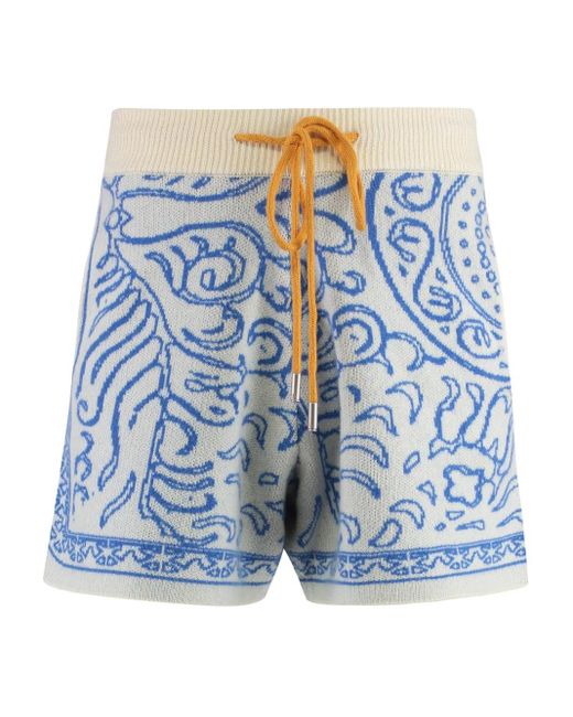 Rhude Blue Patterned-Jacquard Shorts for men