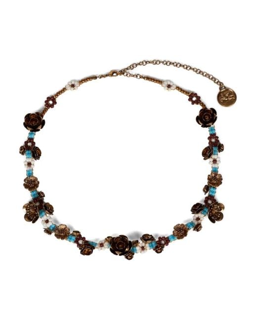 Etro Multicolor Beaded Rose Necklace