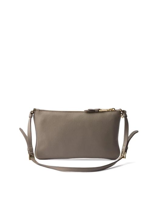 Prada Gray Leather Shoulder Bag
