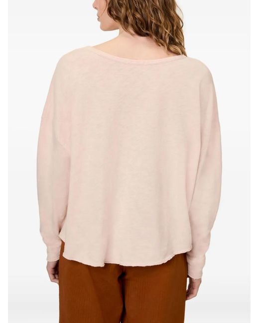 American Vintage Sonoma T-Shirt Met Lange Mouwen En V-Hals in het Pink