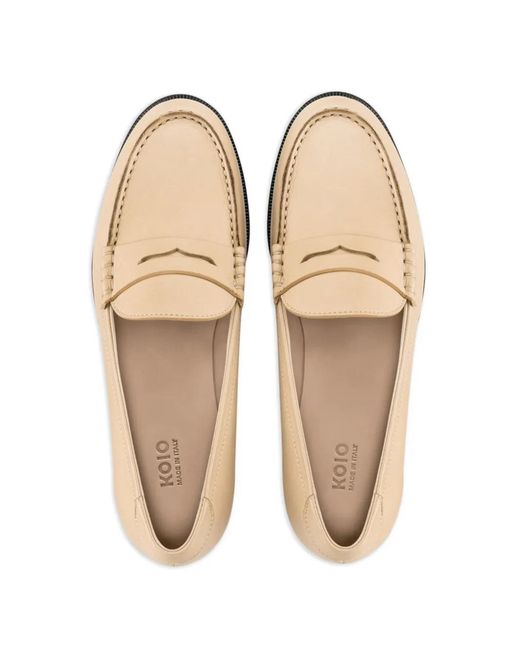 Koio Natural Penny Slot Strap Loafers