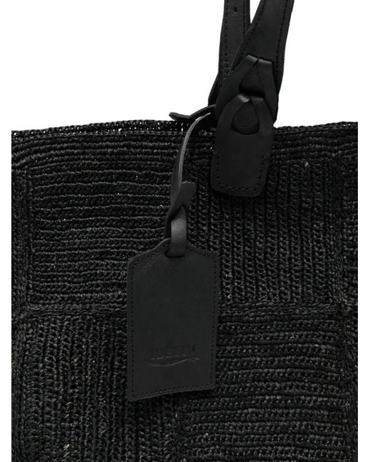 IBELIV Black Woven Tote Bag