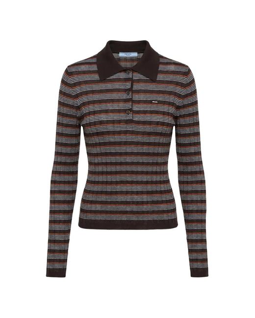 Polo A Rayas Prada de color Black