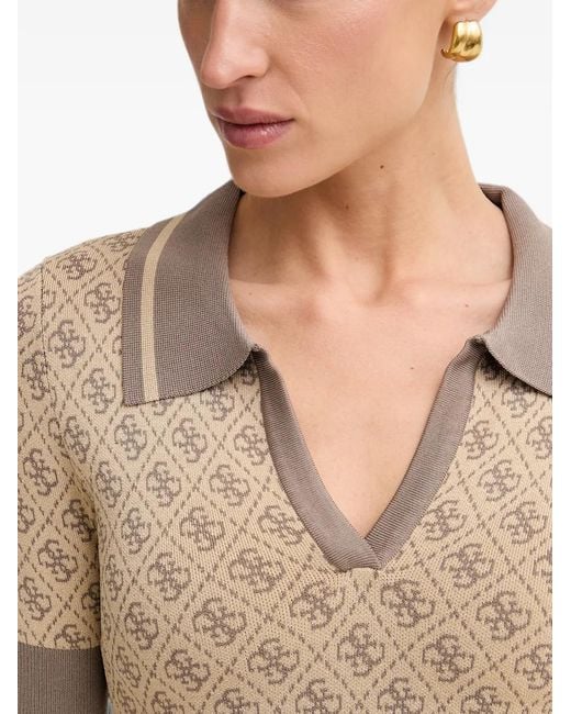 Guess Natural Monogram-Detail Short-Sleeve Mini Dress