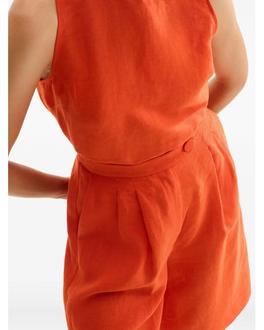 Eres Red Wide-Leg Bermuda Shorts
