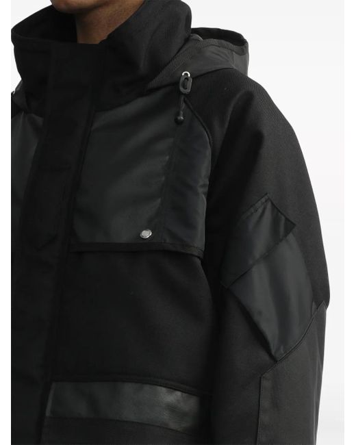 Junya Watanabe Black Logo-Print Hooded Jacket for men