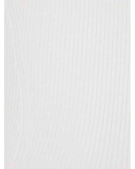 CFCL White Ribbed-Knit Strapless Mini Dress