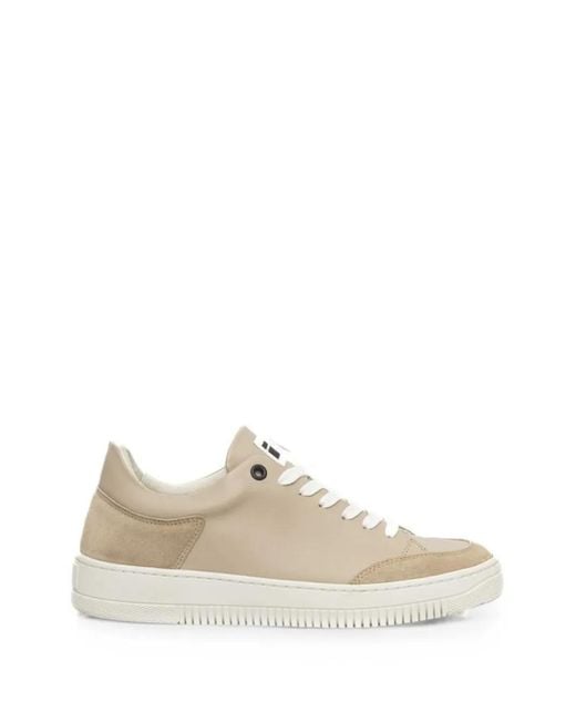 Cerruti 1881 White Leather Suede-Panel Sneakers