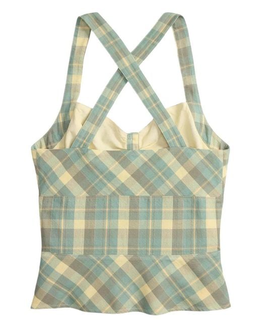 RRL Green Plaid Buttoned Top