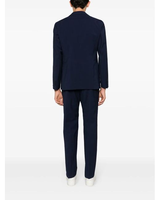 Tagliatore Blue Logo-Appliqué Virgin Wool Single-Breasted Suit for men
