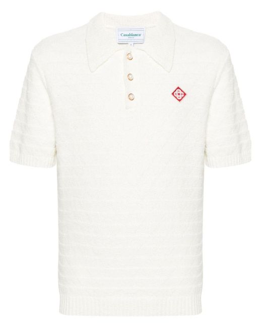 Casablancabrand Poloshirt aus Boucle mit Logo-Patch in White für Herren