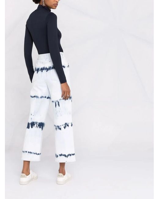 Stella McCartney White Tie-Dye Cropped Jeans