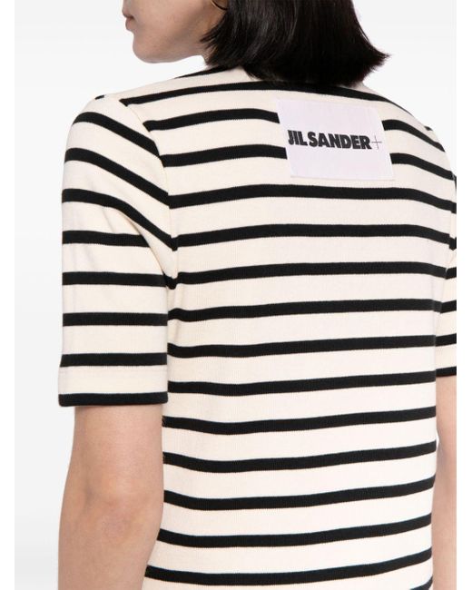 Jil Sander Black Striped Cotton T-shirt