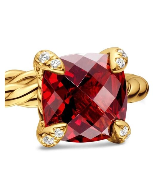 David Yurman White 18Kt Chatelaine Garnet And Diamond Ring (7Mm)