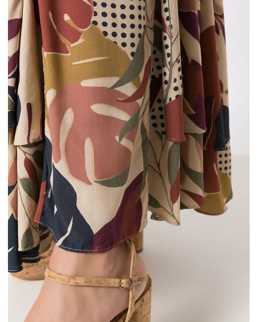 Amir Slama Multicolor Palm Leaf Print Maxi Skirt