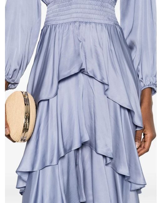 Maje Blue Ruffled Maxi Dress