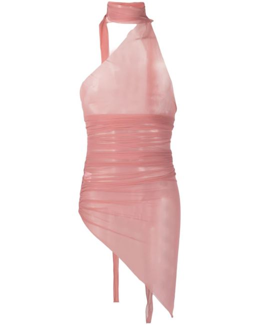 Top transparente asimétrico con escote halter Ludovic de Saint Sernin de color Pink