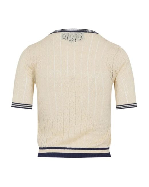 Valentino Garavani White Embroidered-Pocket Short-Sleeve Cardigan