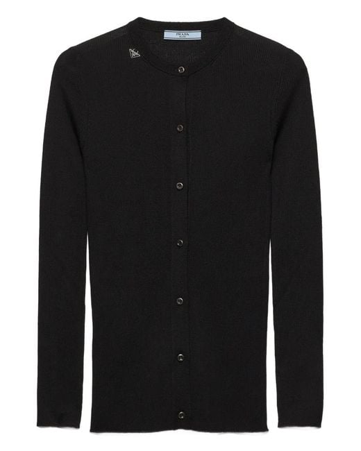 Prada Geribbeld Vest Met Knopen in het Black