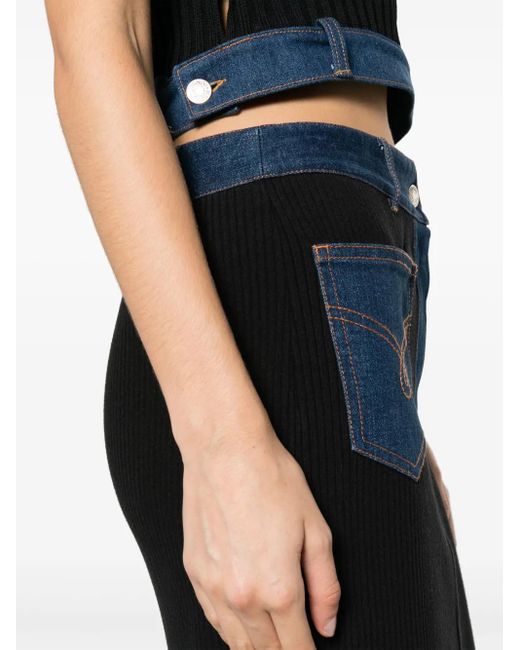 Moschino Black High-Waist Ribbed Pencil Skirt
