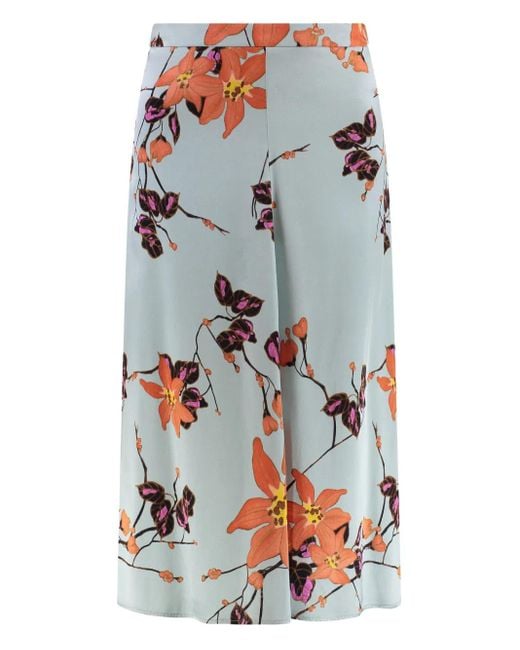 Etro Floral-print Midi Skirt Gray