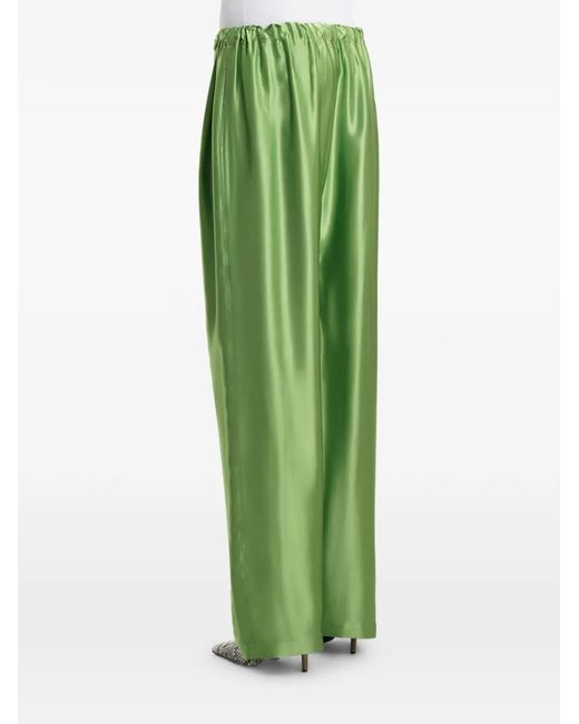 Khaite Green Rohen Satin Trousers