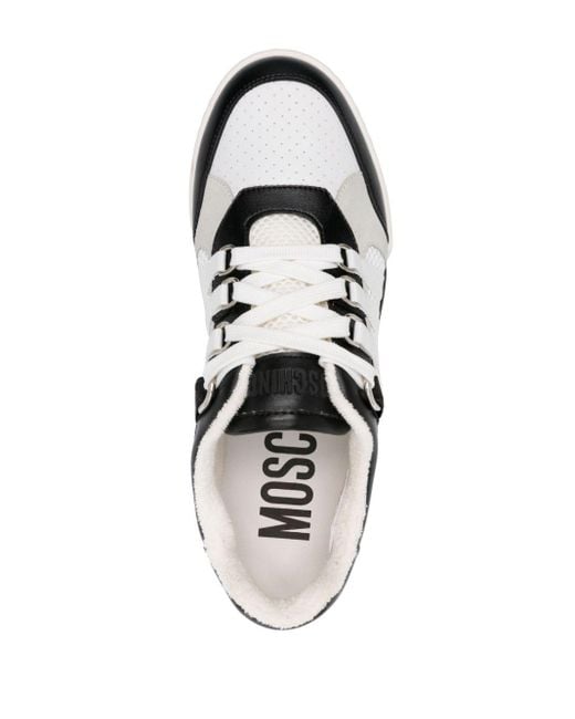 Moschino Black Logo-tape Leather Sneakers for men