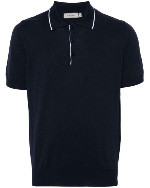 Canali Blue Cotton Polo Shirt for men