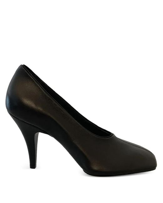 Phoebe Philo Black Square-Toe Leather Pumps