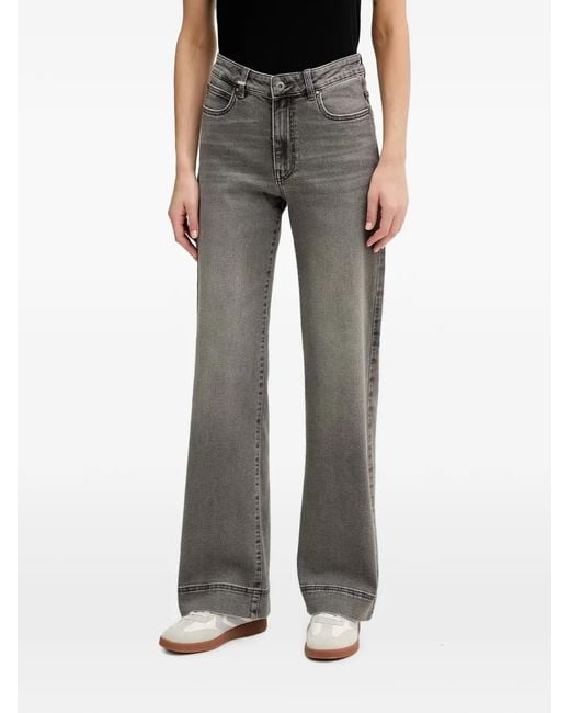 Benetton Gray High-Waisted Wide-Leg Jeans